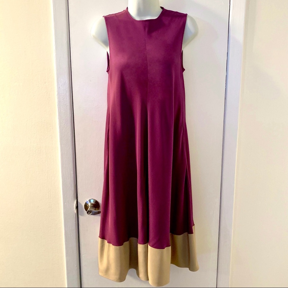 Brioni Silk Colorblock Sleeveless Dress